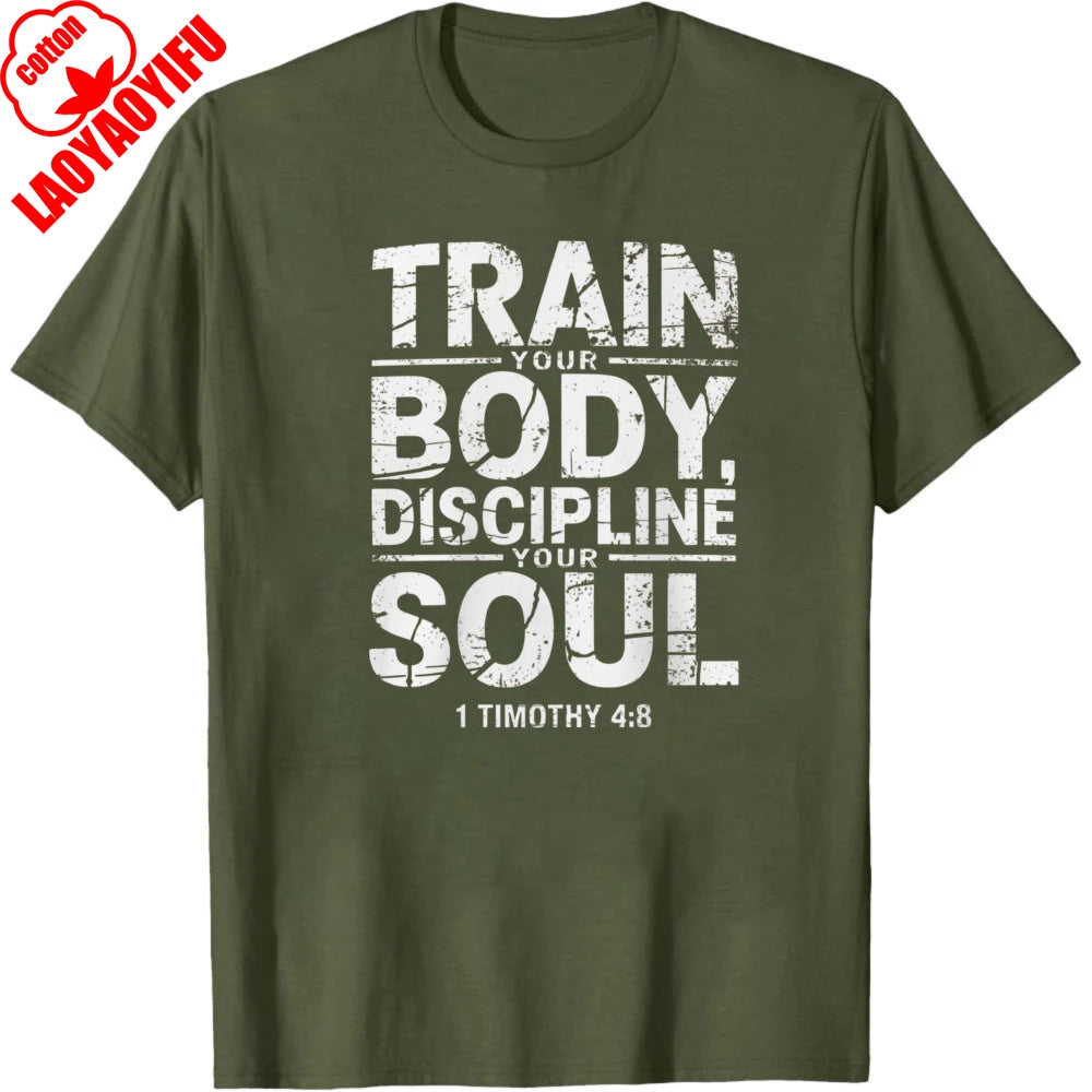 Christian Fitness T-Shirt – Discipline Soul Gym Motivation Tee