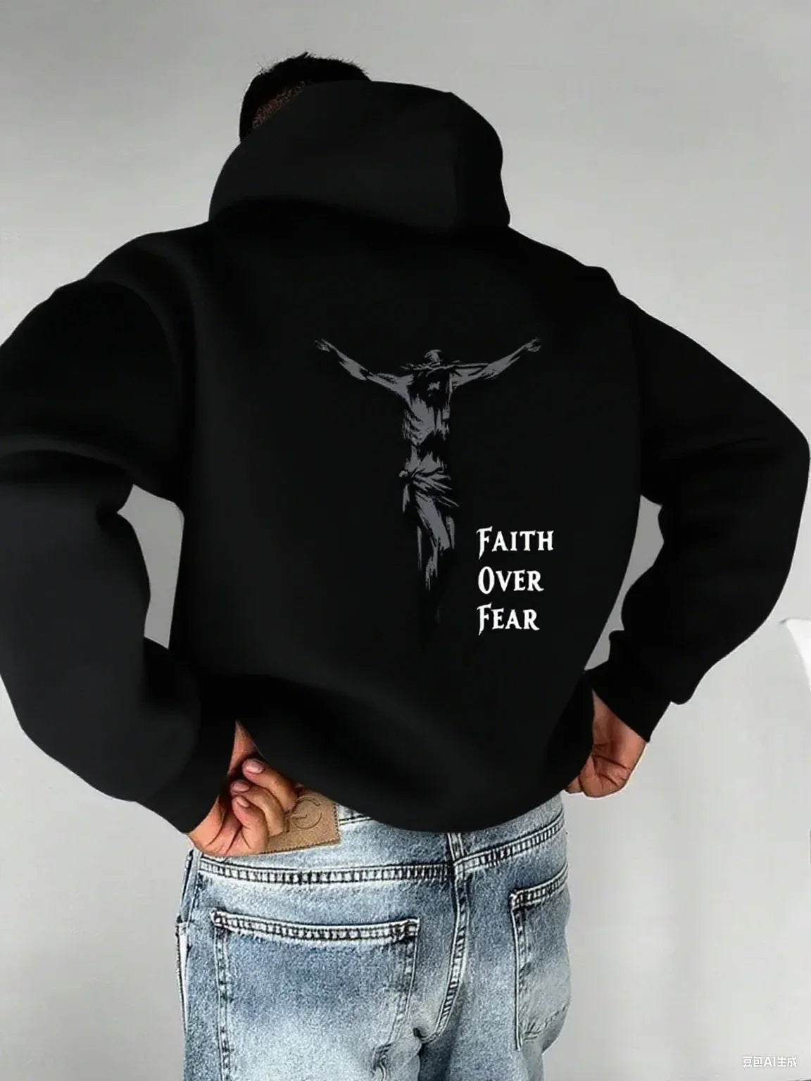 Faith Over Fear Cross Print Hoodie