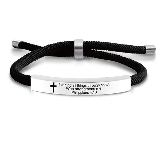 “Christian Cross Scripture Bracelet