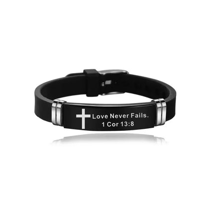 Christian Cross Scripture Bracelet for Men