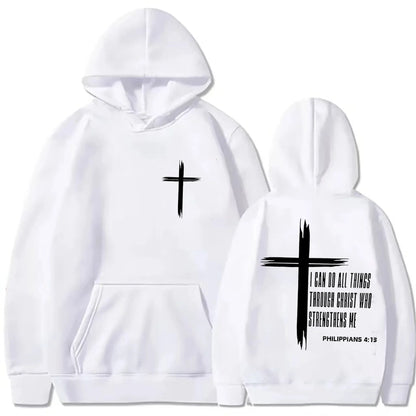 Christian Cross Hoodie – Unisex Faith Message Pullover Sweatshirt