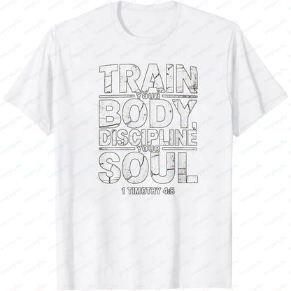 Christian Fitness T-Shirt – Discipline Soul Gym Motivation Tee