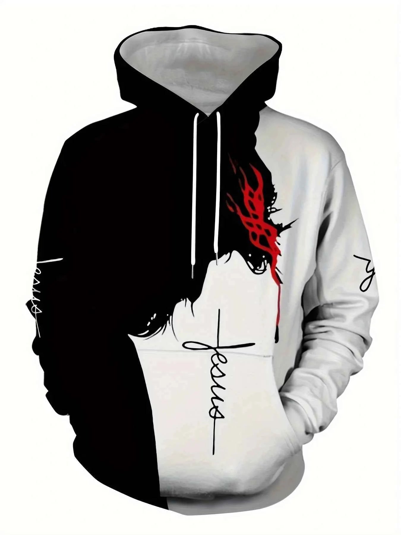 3D Christ Hoodie – Men's Jesus Graphic Fleece Pullover Sweatshirt - Tribe of Judah
