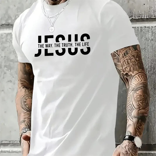 Jesus Letter Print Men’s Oversized T-Shirt
