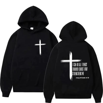 Christian Cross Hoodie – Unisex Faith Message Pullover Sweatshirt