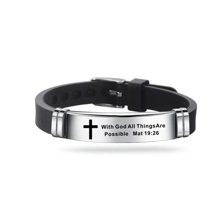 Christian Cross Scripture Bracelet for Men