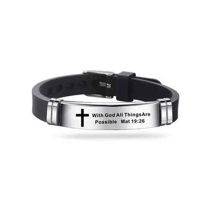 Christian Cross Scripture Bracelet for Men