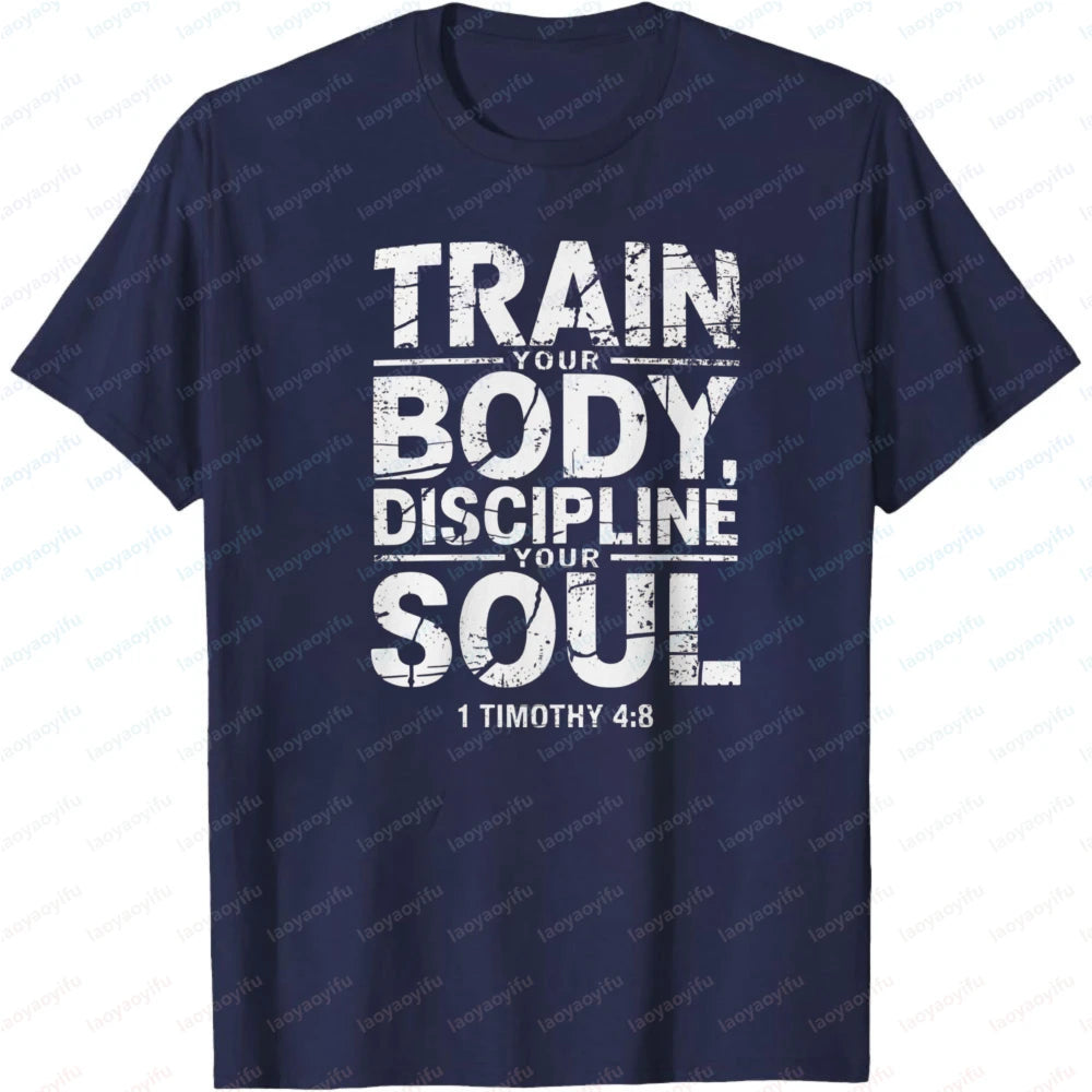 Christian Fitness T-Shirt – Discipline Soul Gym Motivation Tee