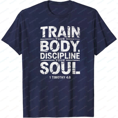 Christian Fitness T-Shirt – Discipline Soul Gym Motivation Tee