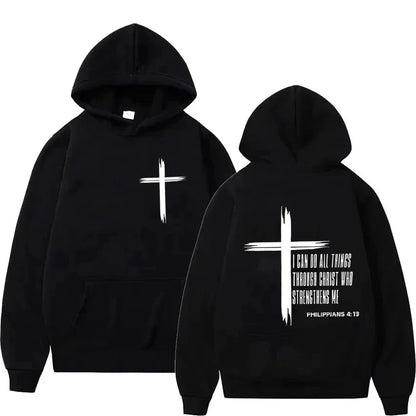 Christian Cross Hoodie – Unisex Faith Message Pullover Sweatshirt
