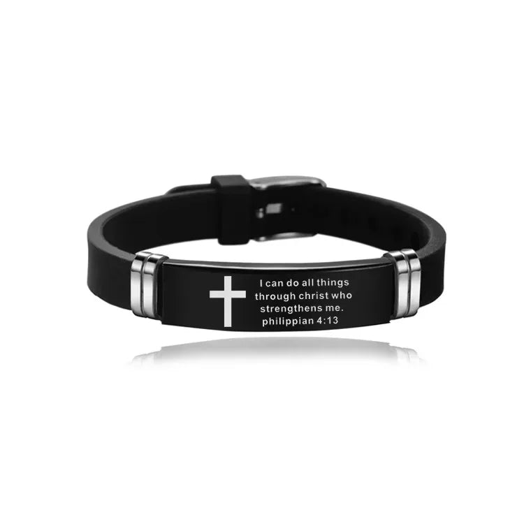 Christian Cross Scripture Bracelet for Men