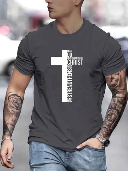 Christian Cross T-Shirt – Men's Oversized Cotton Faith Tee - Tribe of Judah