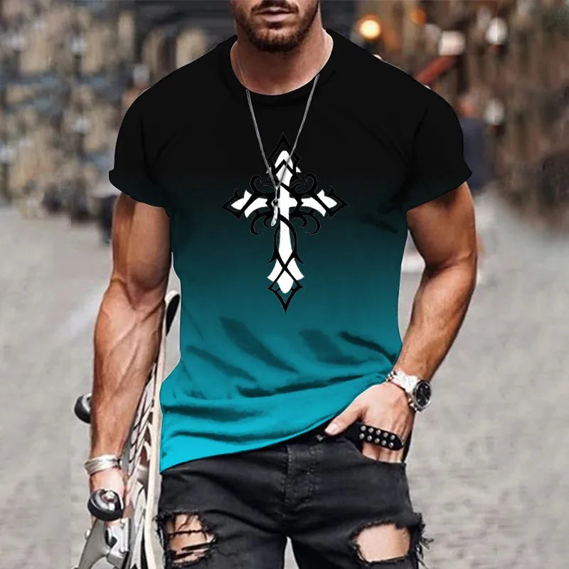 Men’s 3D Gradient Print T-Shirt