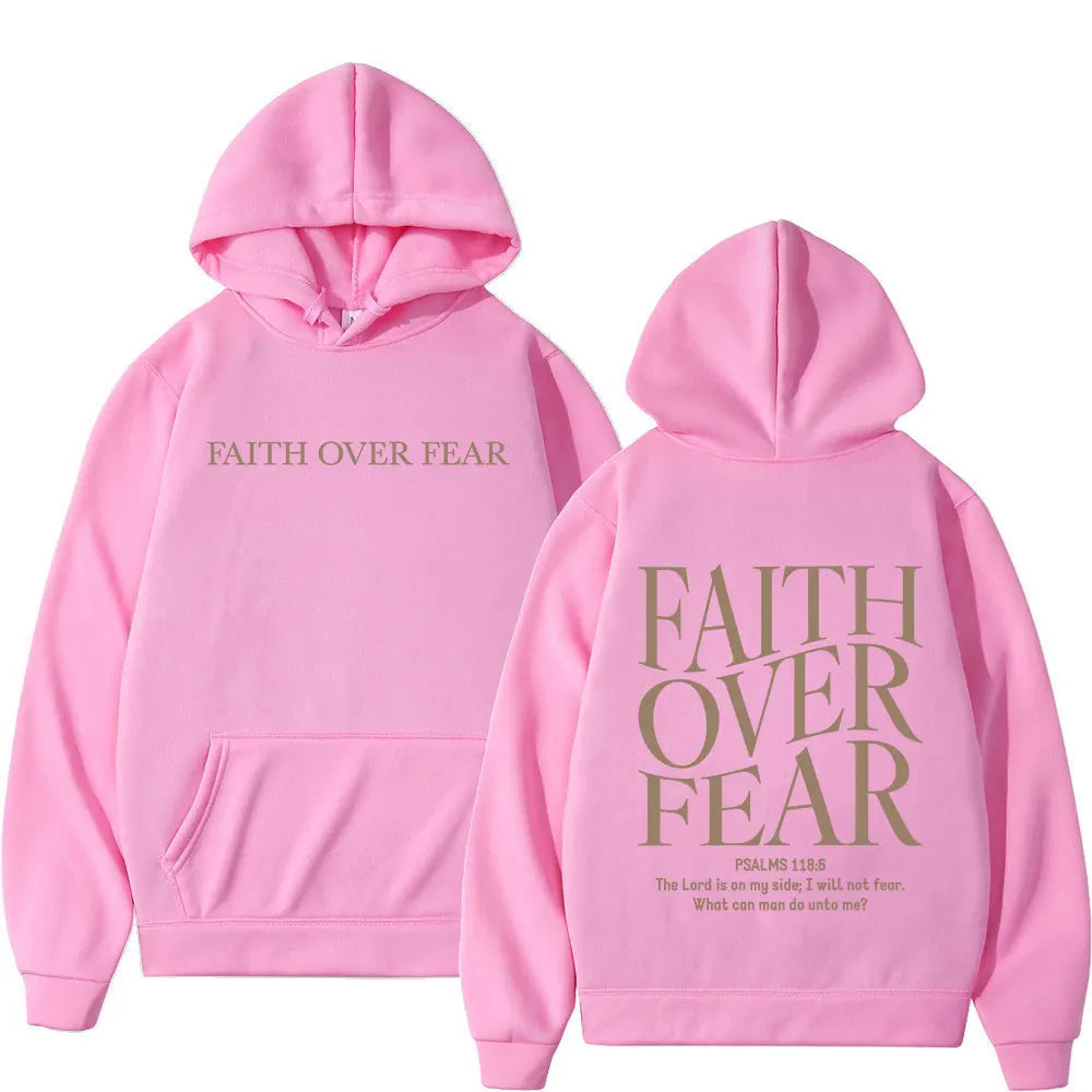 Faith Over Fear Hoodie – Oversized Christian Fleece Streetwear Pullover