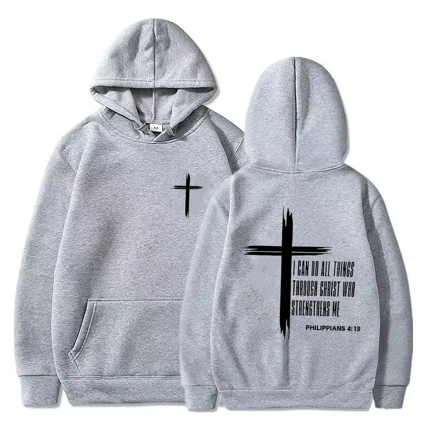 Christian Cross Hoodie – Unisex Faith Message Pullover Sweatshirt