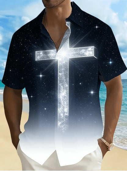 Gradient Cross T-Shirt – Men’s Loose Fit Christian Streetwear Tee