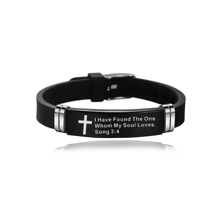 Christian Cross Scripture Bracelet for Men