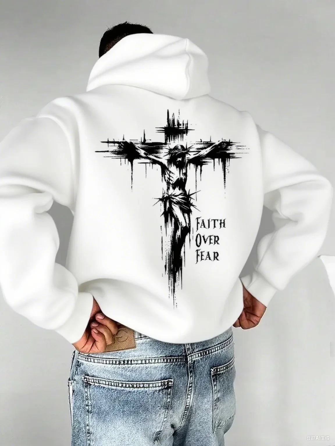 Faith Over Fear Cross Print Hoodie