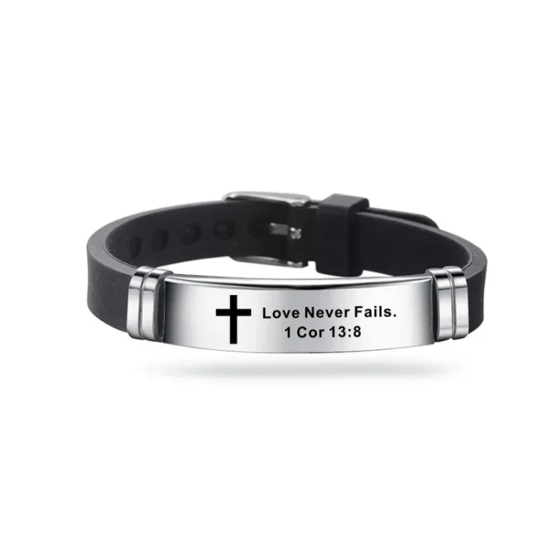 Christian Cross Scripture Bracelet for Men