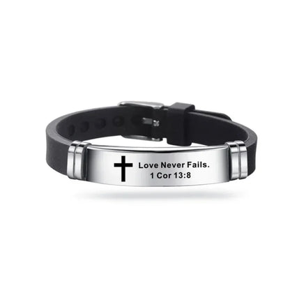 Christian Cross Scripture Bracelet for Men