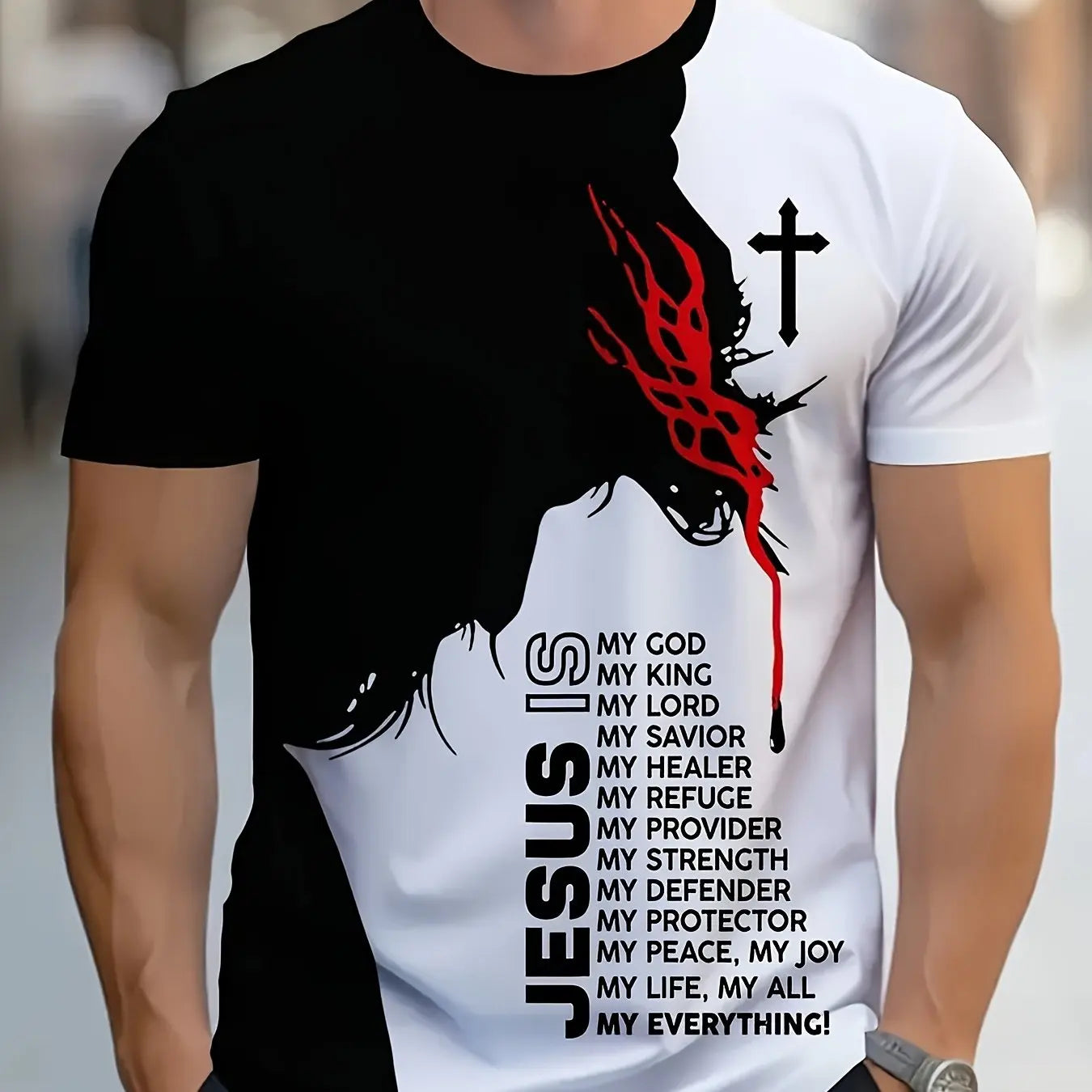 Jesus Print T-Shirt – Men's 3D Christian Sport Streetwear Tee - Tribe of Judah