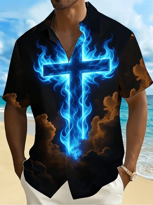 Gradient Cross T-Shirt – Men’s Loose Fit Christian Streetwear Tee