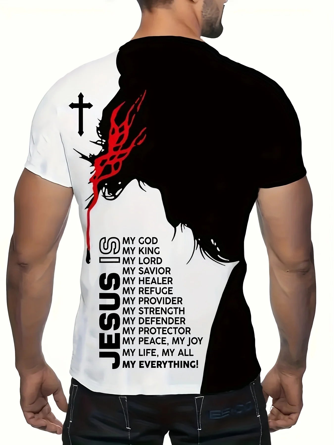 Jesus Print T-Shirt – Men's 3D Christian Sport Streetwear Tee - Tribe of Judah