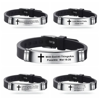 Christian Cross Scripture Bracelet for Men