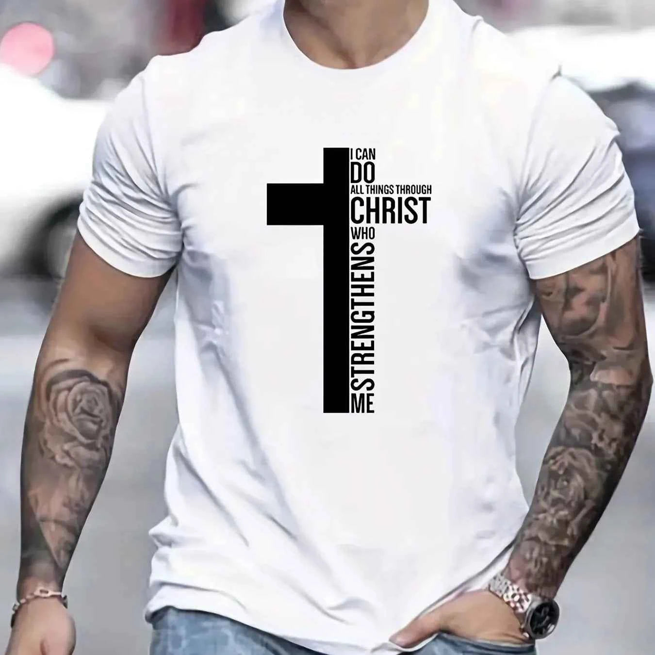 Christian Cross T-Shirt – Men's Oversized Cotton Faith Tee - Tribe of Judah