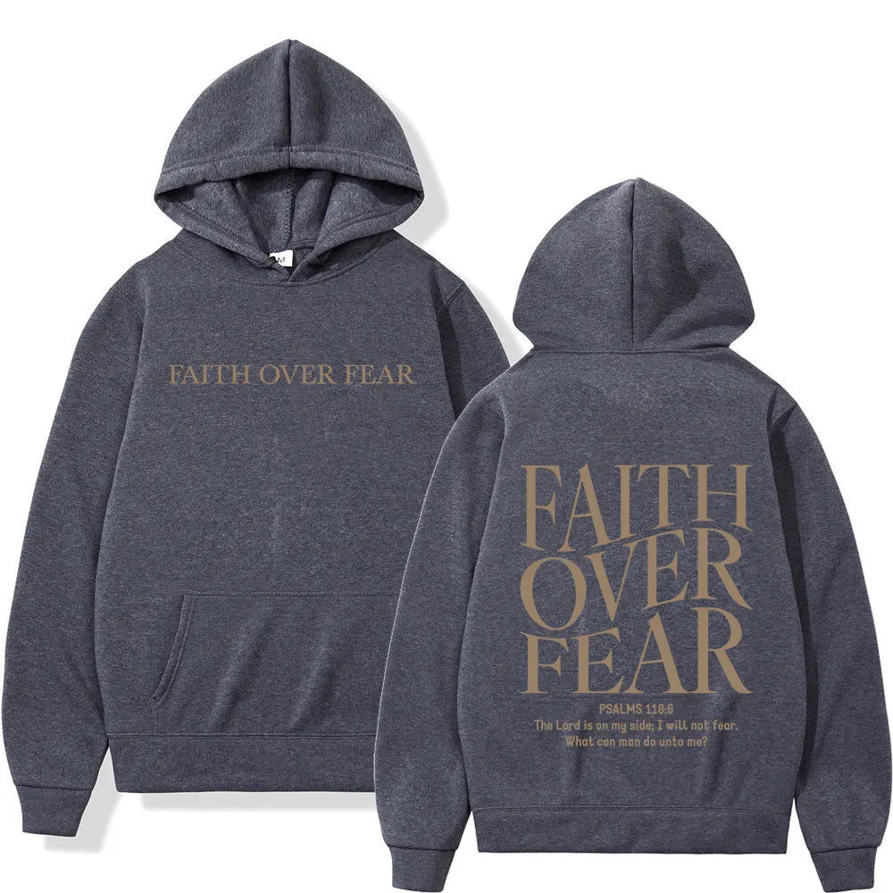 Faith Over Fear Hoodie – Oversized Christian Fleece Streetwear Pullover