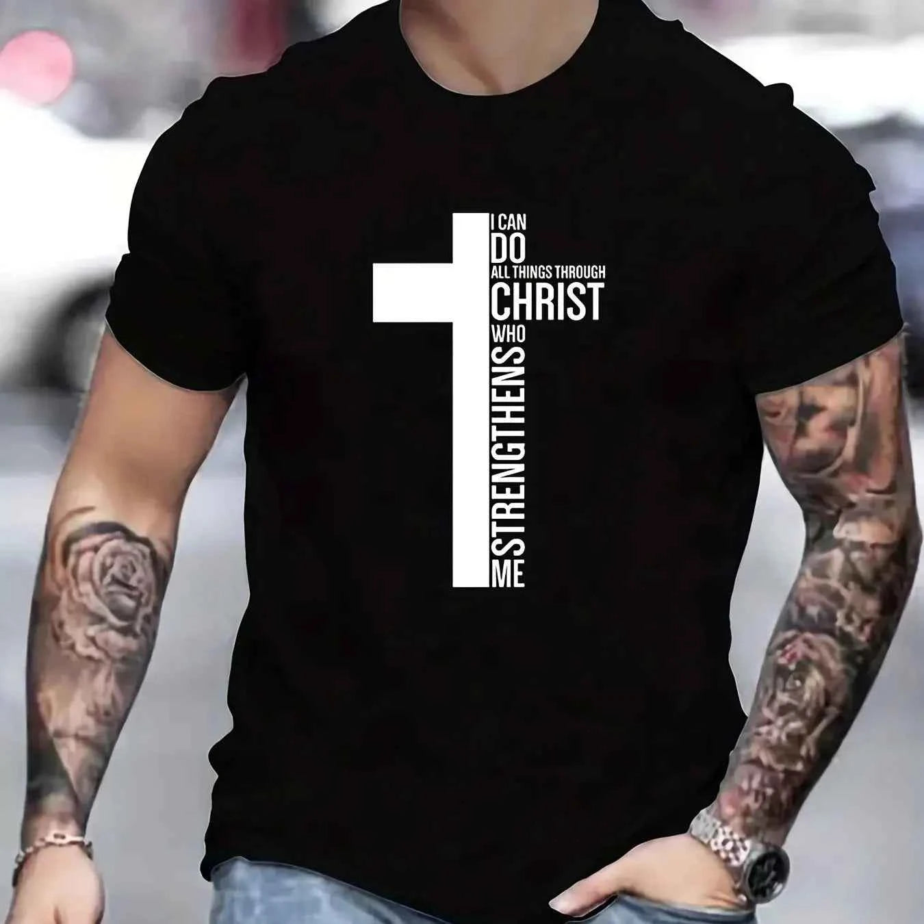 Christian Cross T-Shirt – Men's Oversized Cotton Faith Tee - Tribe of Judah