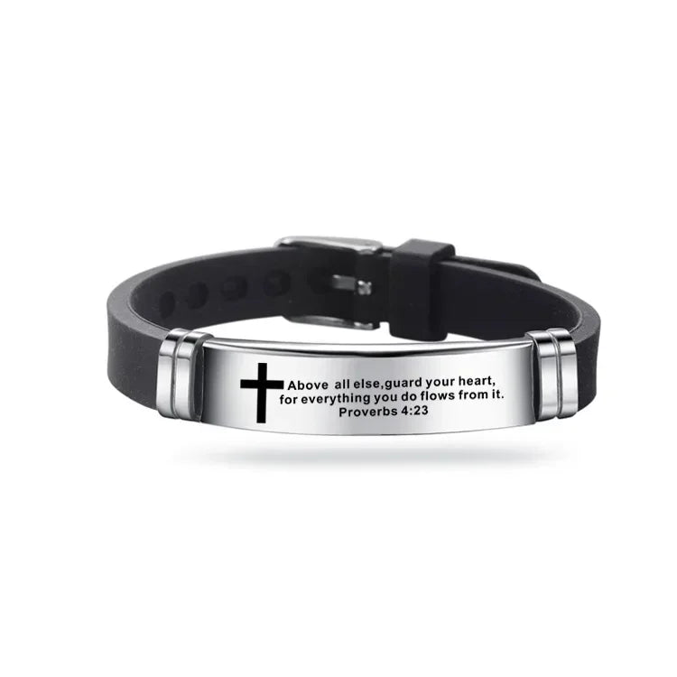 Christian Cross Scripture Bracelet for Men