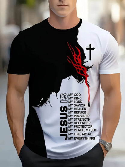 Jesus Print T-Shirt – Men's 3D Christian Sport Streetwear Tee - Tribe of Judah