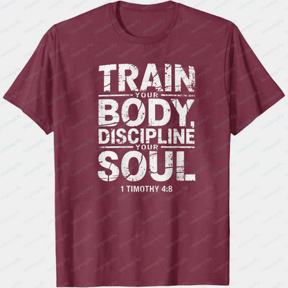 Christian Fitness T-Shirt – Discipline Soul Gym Motivation Tee