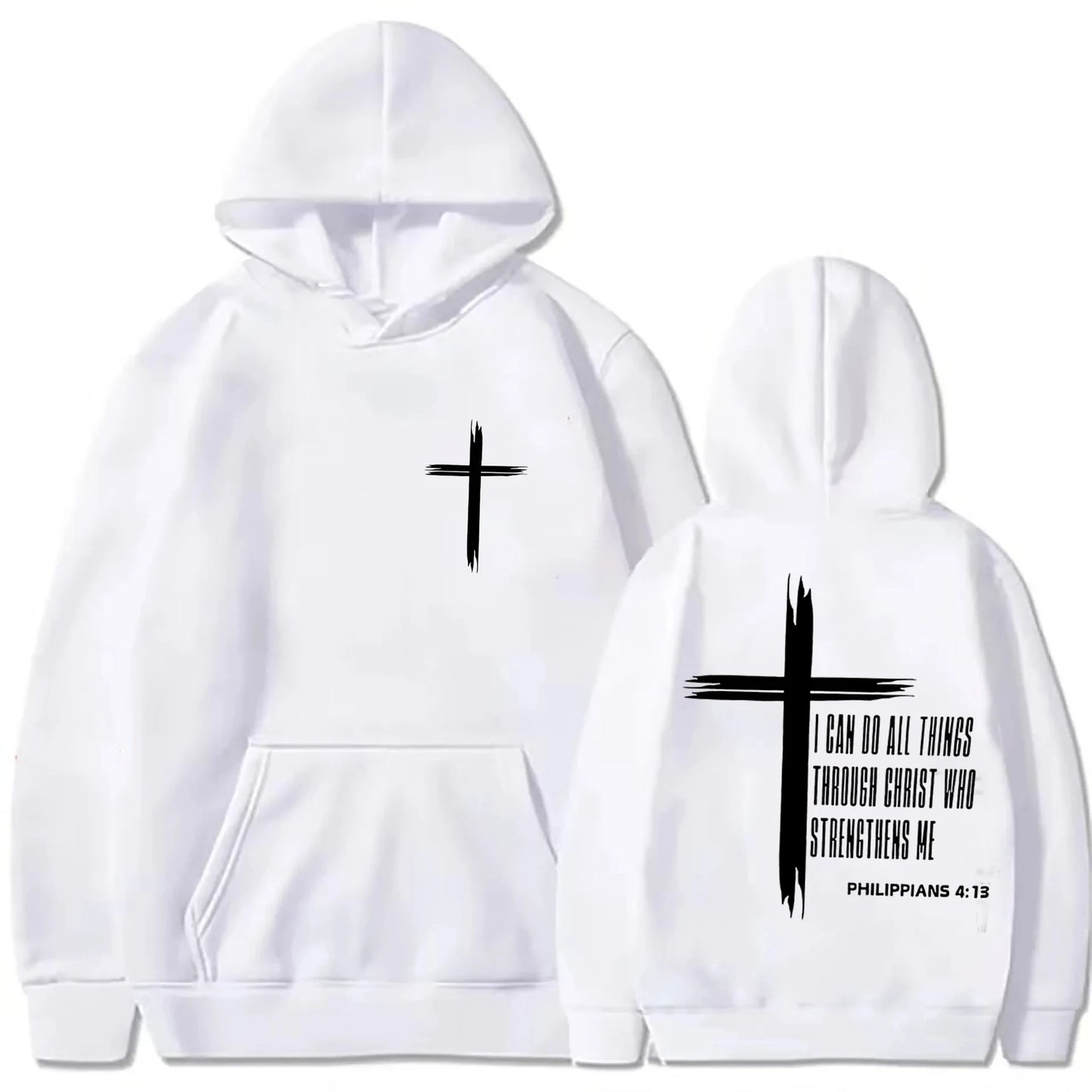 Christian Cross Hoodie – Unisex Faith Message Pullover Sweatshirt