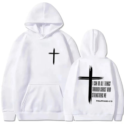 Christian Cross Hoodie – Unisex Faith Message Pullover Sweatshirt