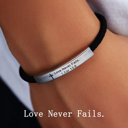 “Christian Cross Scripture Bracelet