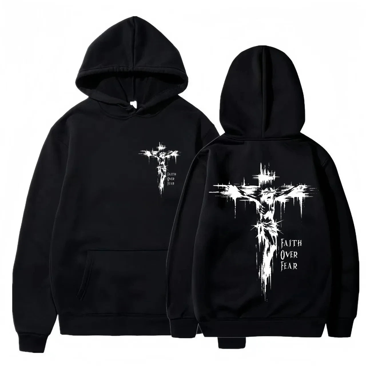Christian Cross Hoodie – Unisex Faith Message Pullover Sweatshirt