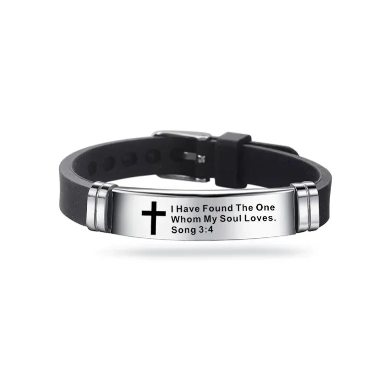 Christian Cross Scripture Bracelet for Men