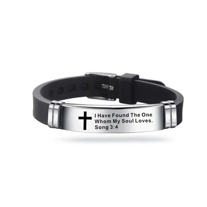 Christian Cross Scripture Bracelet for Men