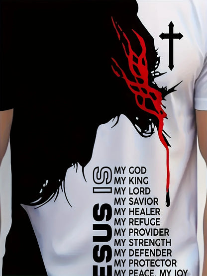 Jesus Print T-Shirt – Men's 3D Christian Sport Streetwear Tee - Tribe of Judah