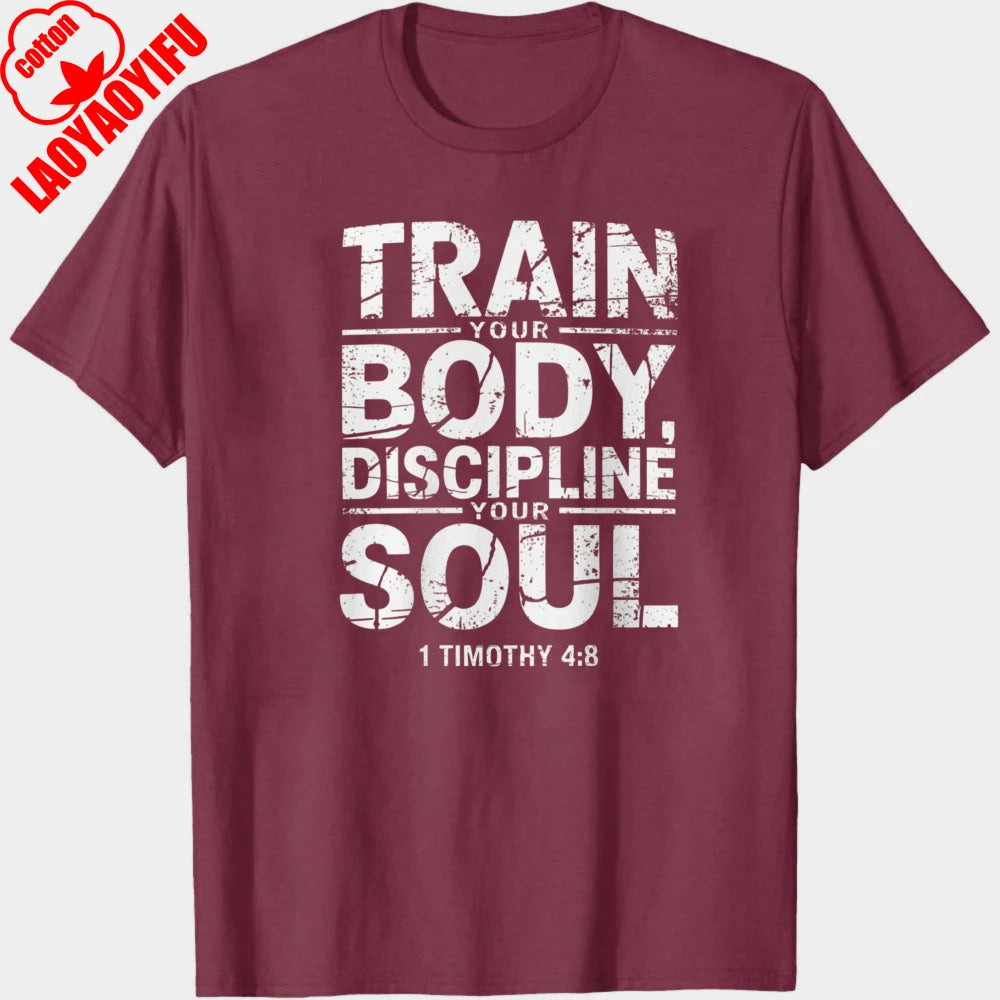 Christian Fitness T-Shirt – Discipline Soul Gym Motivation Tee
