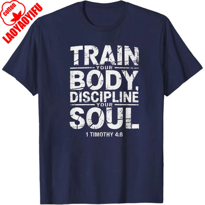 Christian Fitness T-Shirt – Discipline Soul Gym Motivation Tee