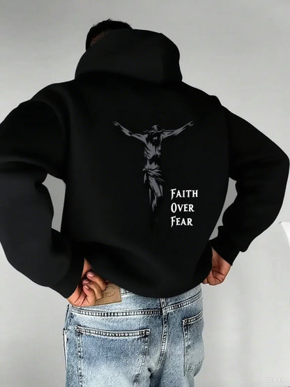 Faith Over Fear Cross Print Hoodie