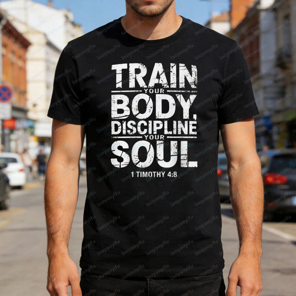 Christian Fitness T-Shirt – Discipline Soul Gym Motivation Tee
