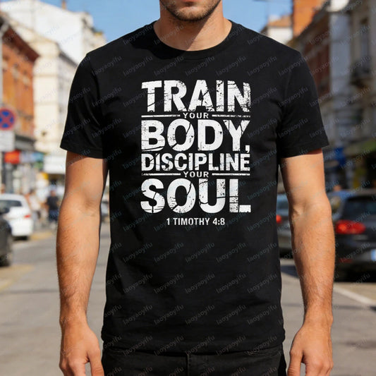 Christian Fitness T-Shirt – Discipline Soul Gym Motivation Tee