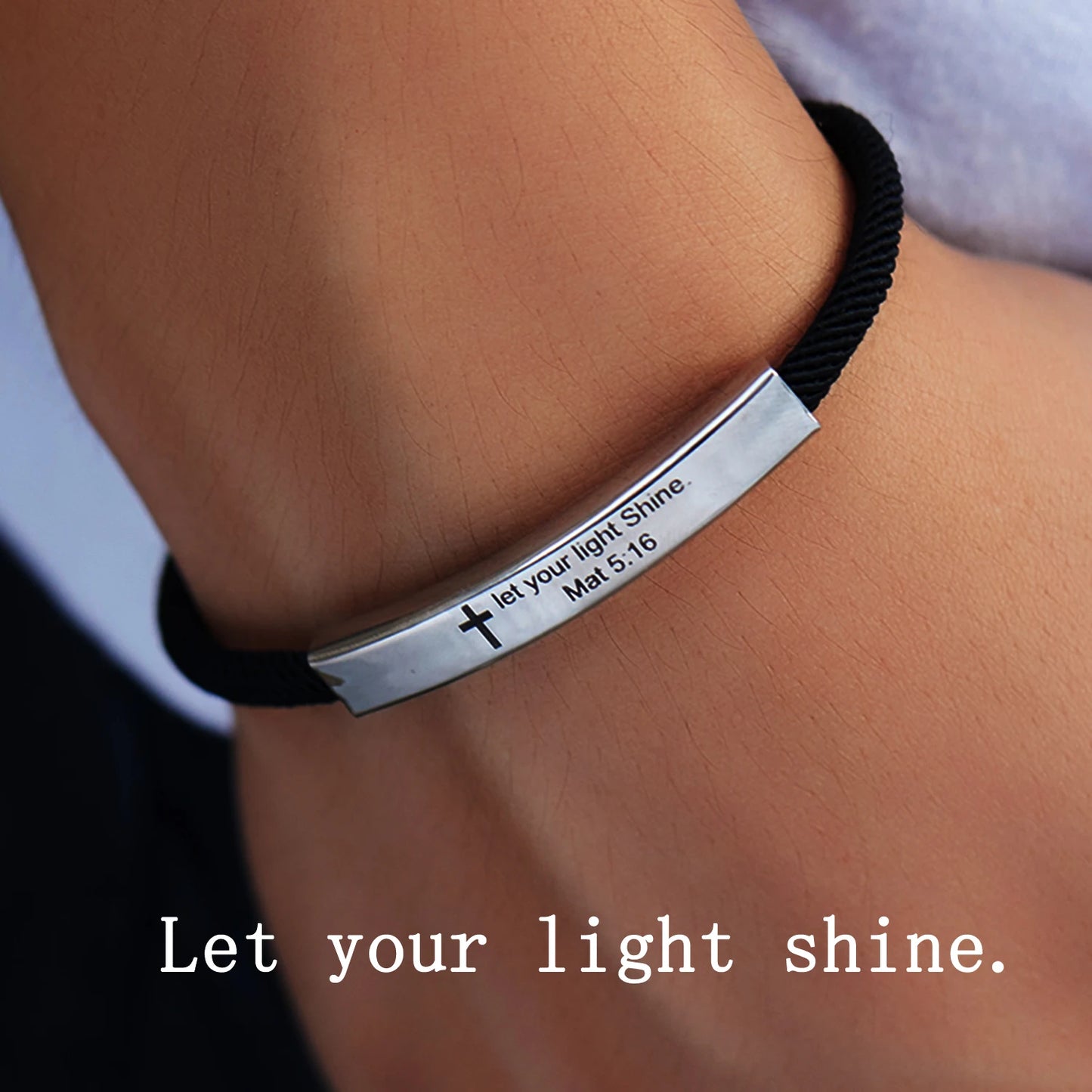 “Christian Cross Scripture Bracelet