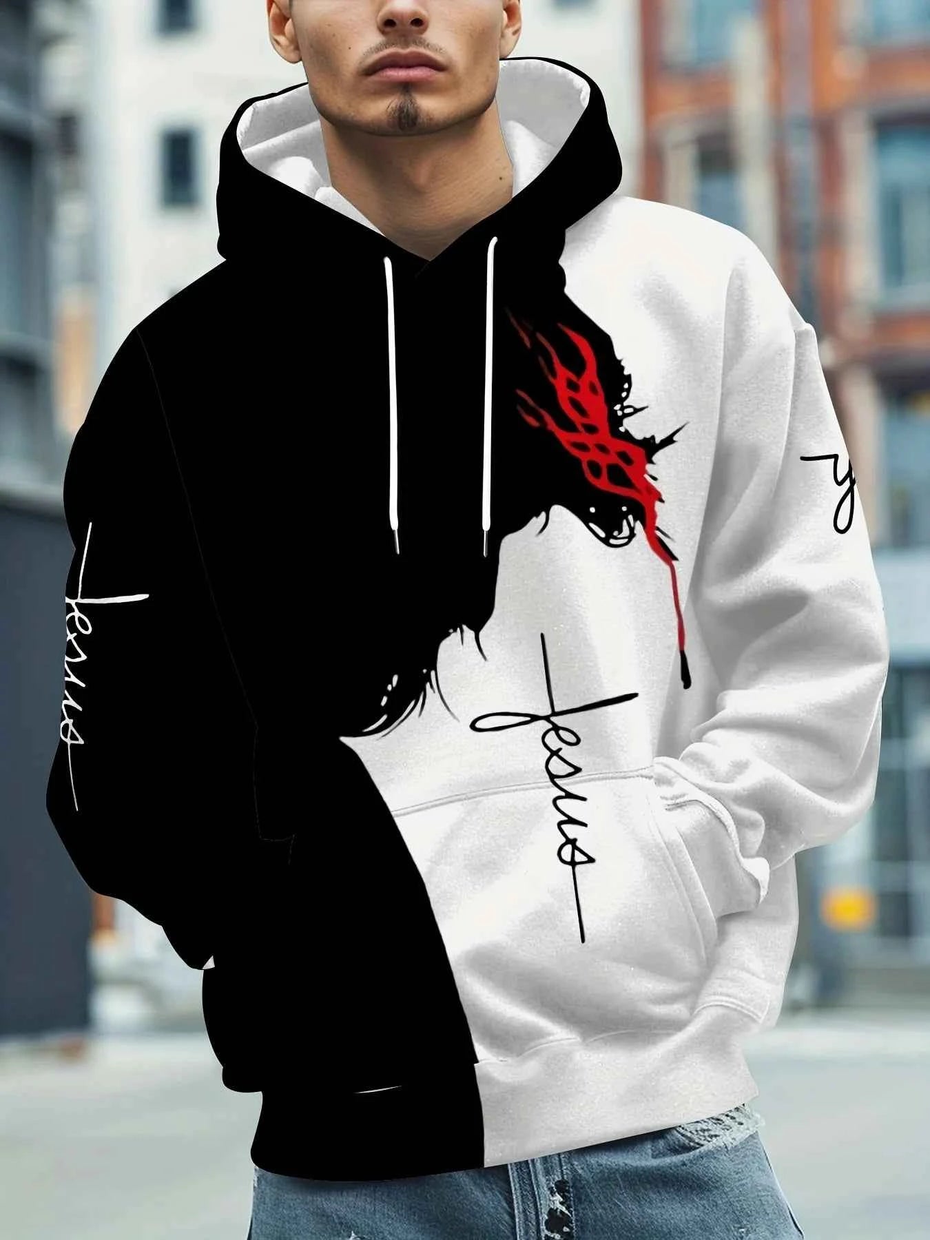 3D Christ Hoodie – Men's Jesus Graphic Fleece Pullover Sweatshirt - Tribe of Judah