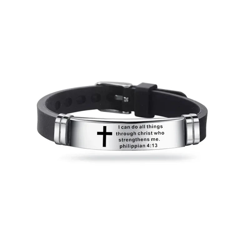Christian Cross Scripture Bracelet for Men