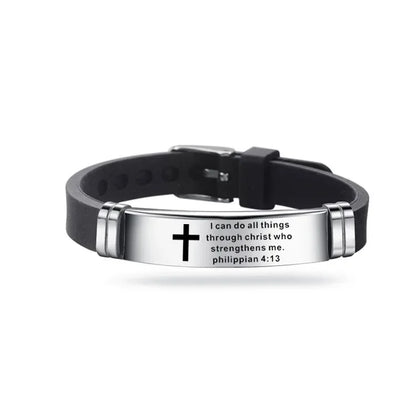 Christian Cross Scripture Bracelet for Men